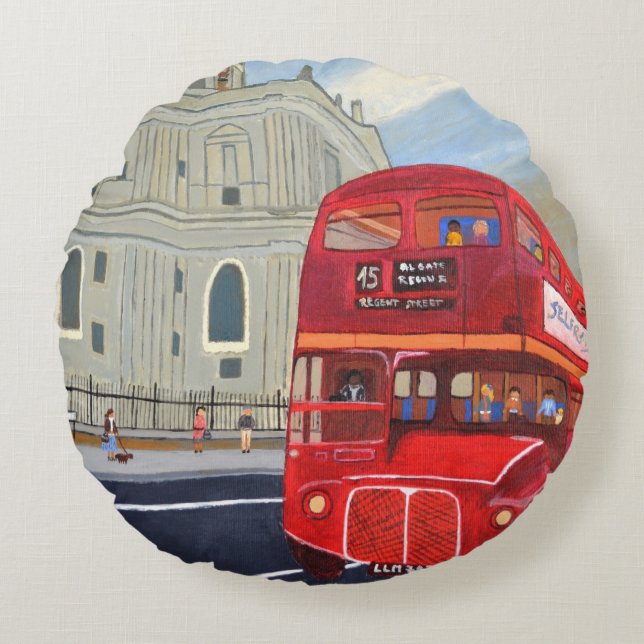 London Buss Kudd Rund Kudde (Framsidan)