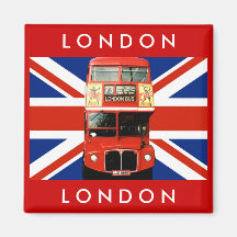 London Buss och British Flagga