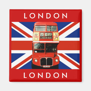 London Buss och British Flagga Magnet