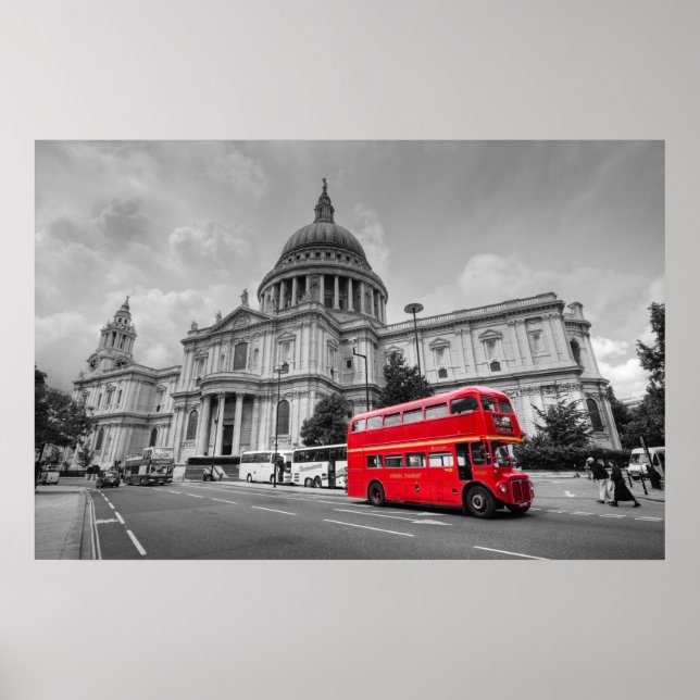 London buss och St Paul's Cathedral Poster (Framsidan)