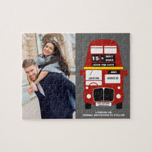 London Buss Spara datum grått Photo Jigszle Puzzl Pussel