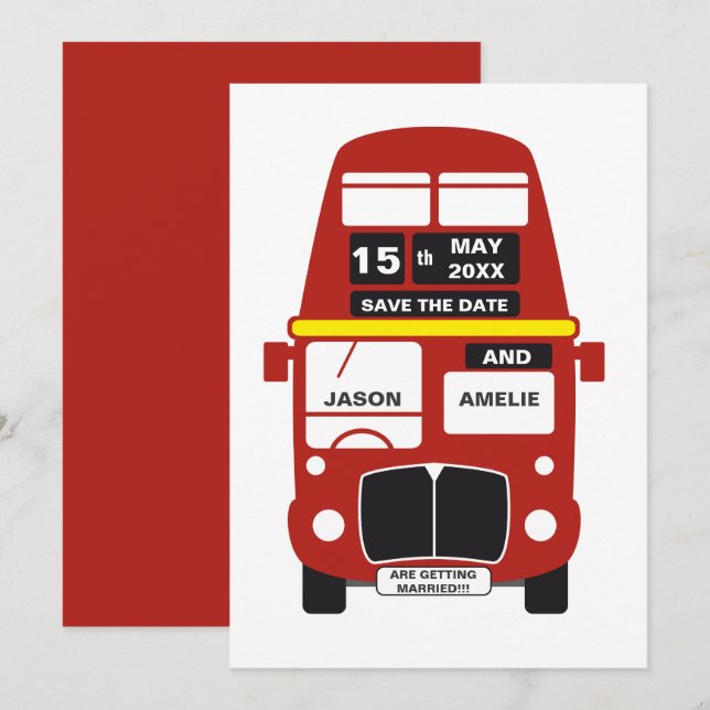London Buss Spara datum kort RÖD (Fram/baksida)