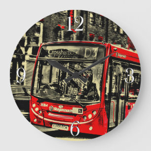 London Buss Street Scene Artwork Stor Klocka