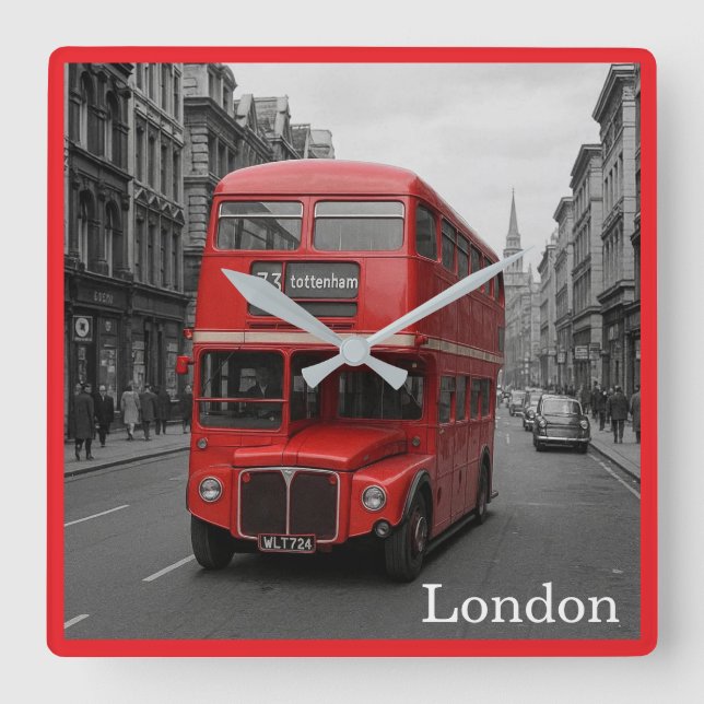 London bussväggur fyrkantig klocka (Framsida)