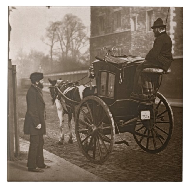 London Cabmen, från "gataliv i London", 1877- Kakelplatta (Framsidan)