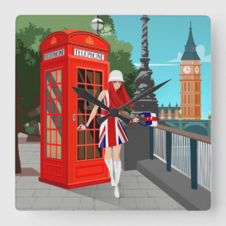 London Calling Fyrkantig Klocka