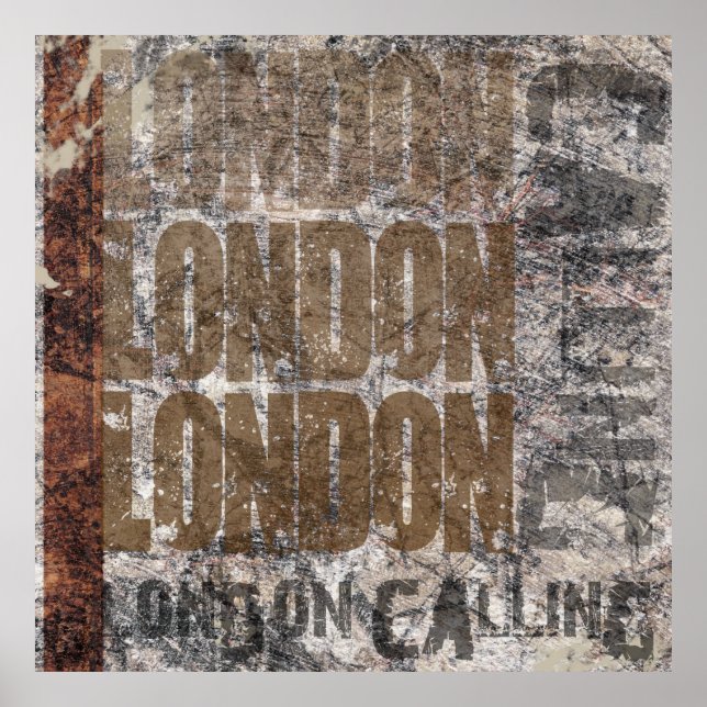 London Calling Graphic Grunge Art Design Poster (Framsidan)