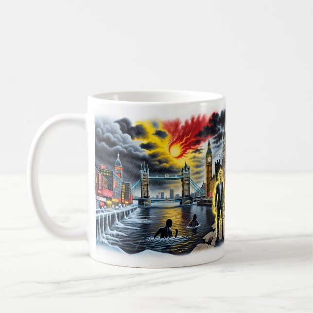 London Calling Kaos Apokalyptisk Stad Mugge Kaffemugg (Vänster)