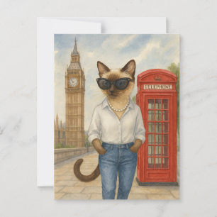 London Cat går i London Big Ben  Vykort