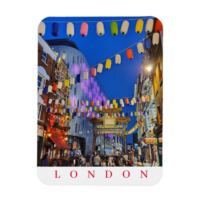 London Chinatown på kvällsskåpet magnet (Vertikal)