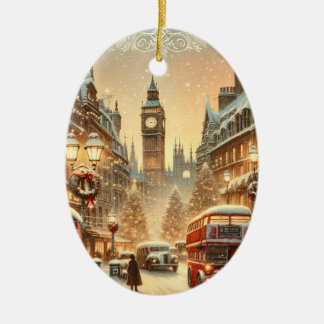 London Christmas Card – London Festive Scene Julgransprydnad Keramik
