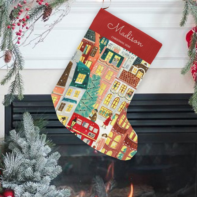 London christmas City Stor Julstrumpa (London christmas city large christmas stocking)