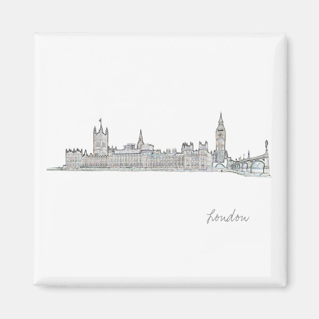 London City Big Ben Architecture Landcape Magnet (Framsidan)