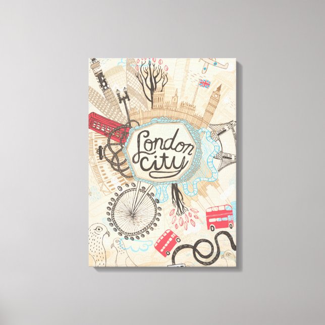 London City Doodle Art Canvastryck (Framsida)