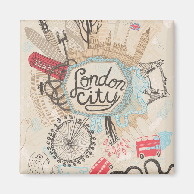 London City Doodle Art Magnet (Framsidan)