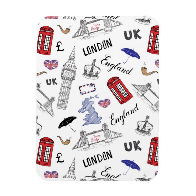 London City Doodles Mönster Magnet (Vertikal)