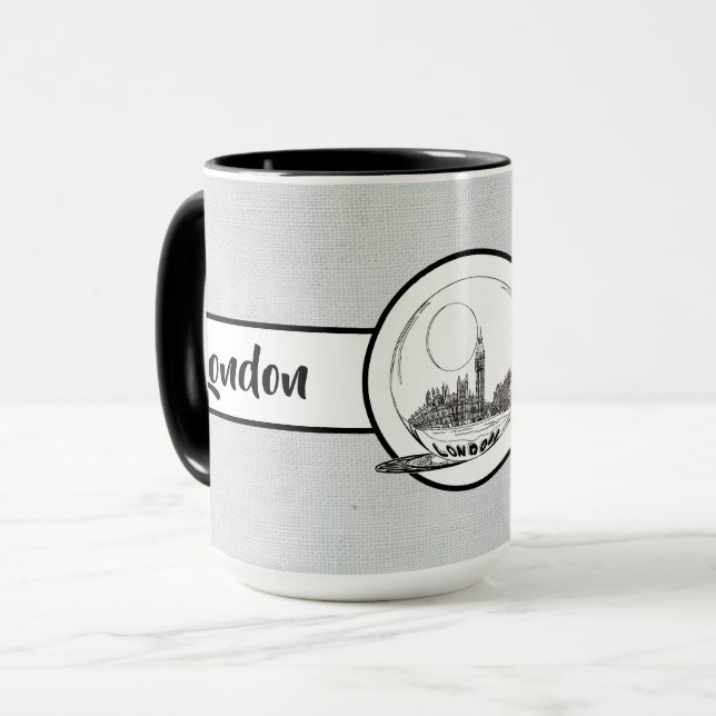 London City Elegant linen Ringer 15oz Mugg (Framsida vänster)