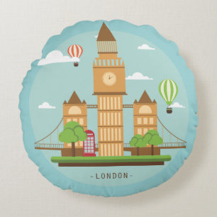 London City Illustration Rund Kudde