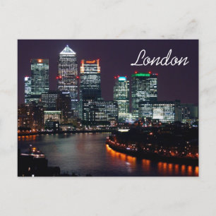 London City Night Skyline UK British Travel Vykort