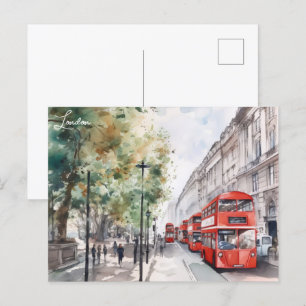 London City Red buss England Travel Postcard Vykort