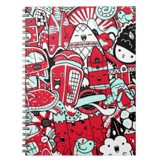 London City Scene, Cute Doodle Characters Anteckningsbok