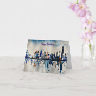 London City Skyline Abstrakt Painting Card Kort