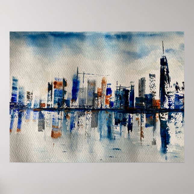London City Skyline Abstrakt Painting Poster (Framsidan)