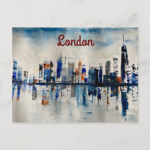 London City Skyline Abstrakt Painting Poster Vykort