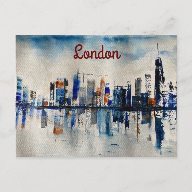 London City Skyline Abstrakt Painting Poster Vykort (Framsida)