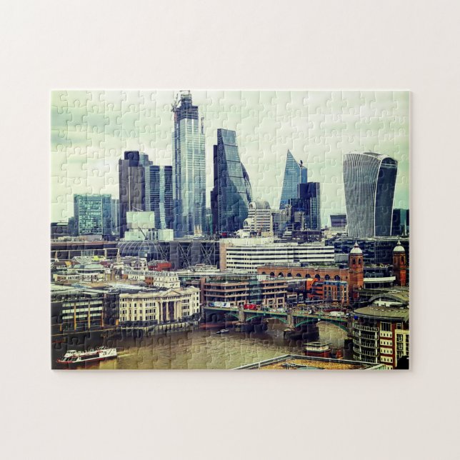 London - City Skyline - Glass & Steel (Storbritann Pussel (Horisontell)