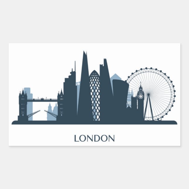 London City Skyline Rektangulärt Klistermärke (Framsida)