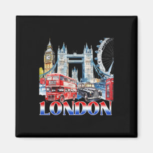 London City Souvenir Vintage Brittisk Semester Kän Magnet