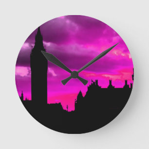 London City Sunset Rund Klocka
