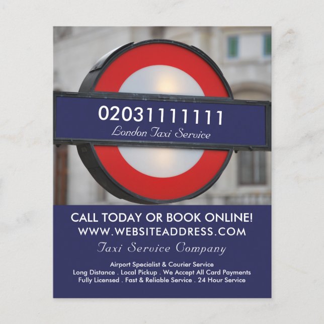London City Taxi Sign & Pris List Flygblad (Framsidan)