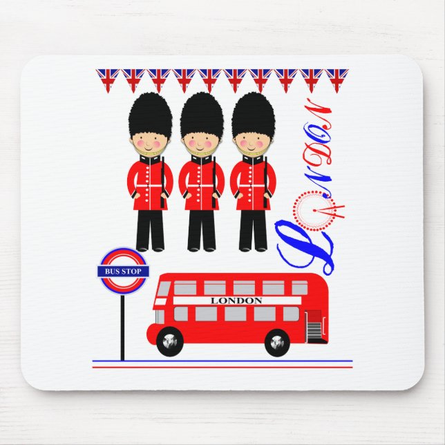 London City UK Rött vitt blått Union Jack Cute Musmatta (Framsidan)