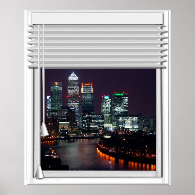 London City View Fake Window med Blinder Poster (Framsidan)