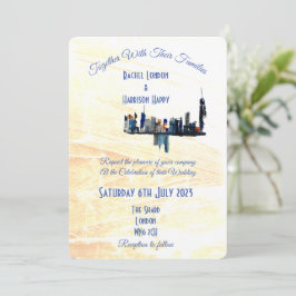 London Cityscape Abstrakt Bläck Art Paweed Bröllop Inbjudningar