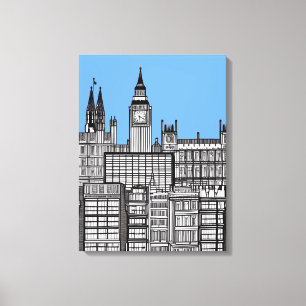 London Cityscape Black and White Canvastryck