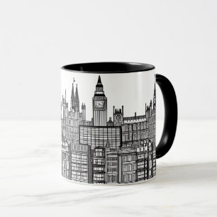 London Cityscape Black and White Mugg