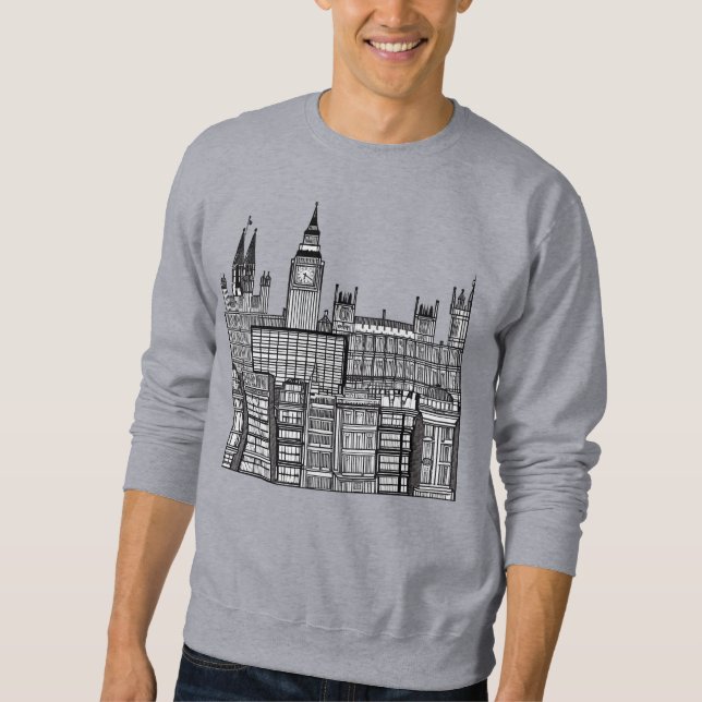 London Cityscape Black and White Sweatshirt (Framsida)
