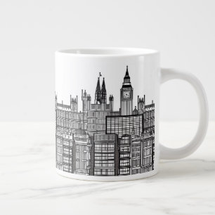 London Cityscape i Black and White Jumbo Mugg