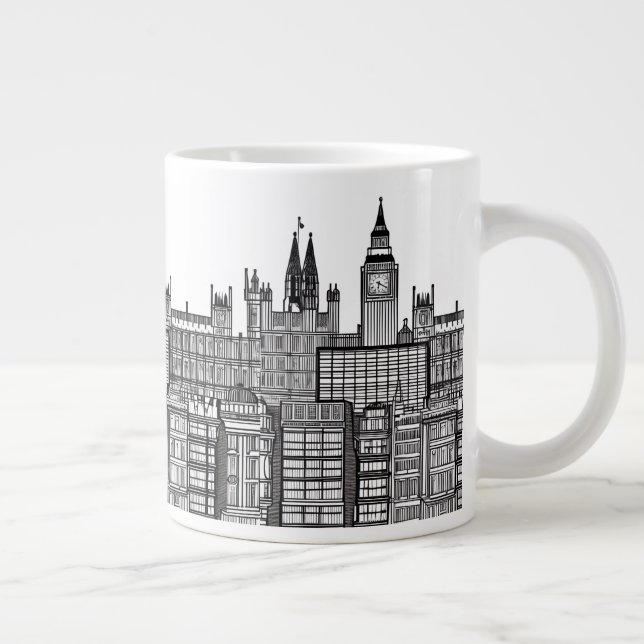 London Cityscape i Black and White Jumbo Mugg (Höger)