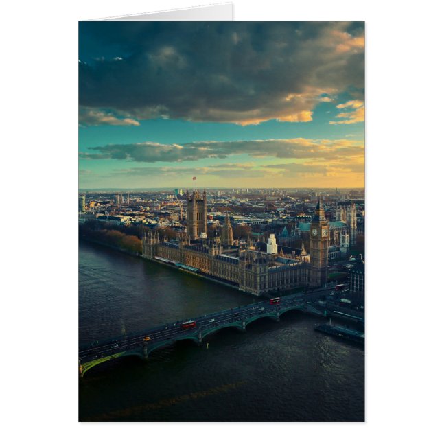 London Cityscape med Sunset Hälsningskort (Framsidan)