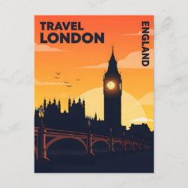 London citysiluett vid solnedgång med Big Ben Vykort