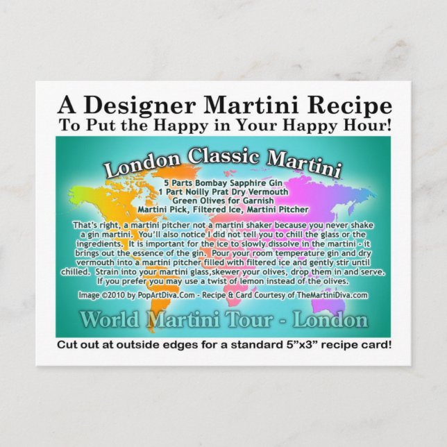 London Classic Gin Martini Recipe-vykort Vykort (Framsida)