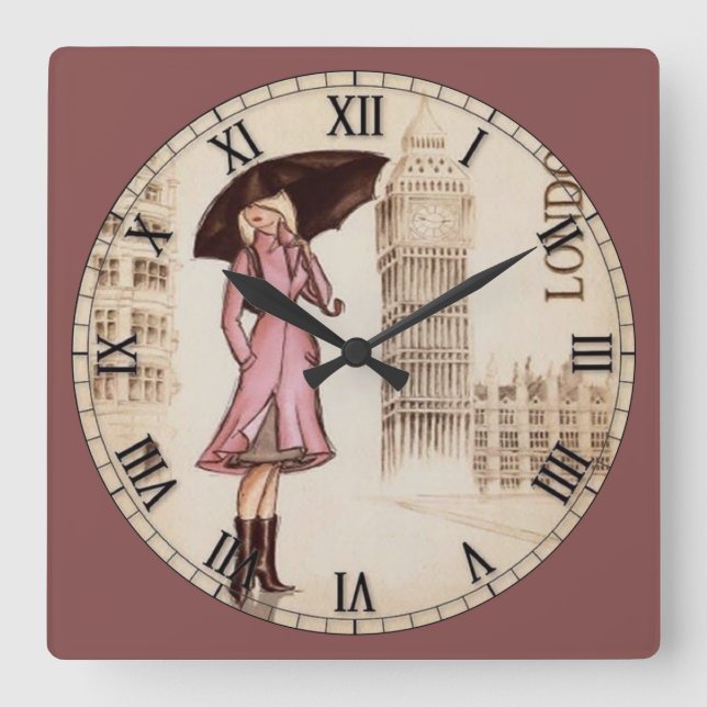London Clock Torn och Model Fyrkantig Klocka (Framsida)