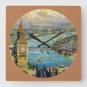 London Clock Torn over Bay Fyrkantig Klocka