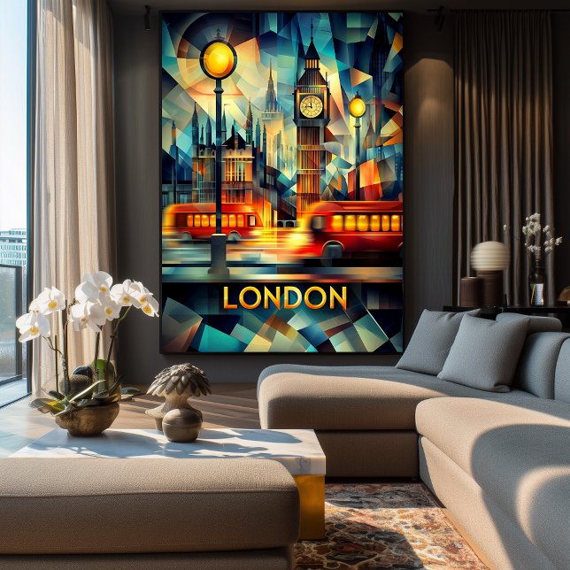 London Cubist Night - Modern Geometric Cityscape Poster (Skapare uppladdad)