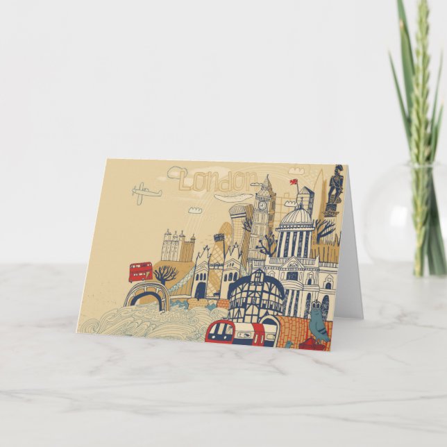 London Doodle Scene Kort (Framsida)