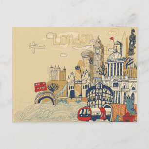 London Doodle Scene Vykort